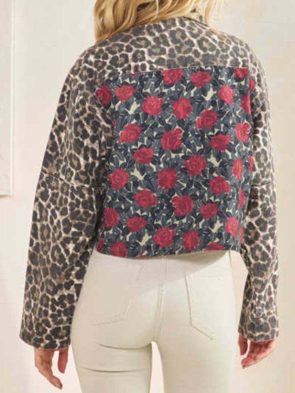 Leopard & Rose Denim Jacket With Floral Contrast